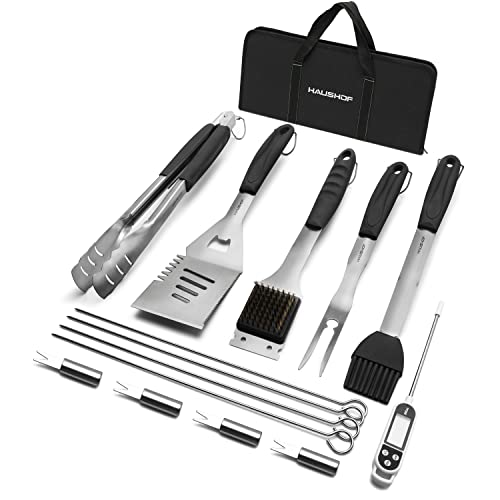 15PCS HAUSHOF BBQ Grill Set, Large Heavy Duty Stainless Steel Grilling Accessories