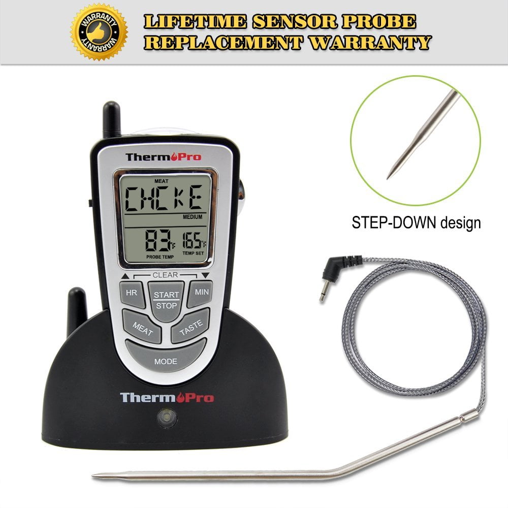 Wireless Remote Digital BBQ Grill Thermometer/Timer, 300 Feet