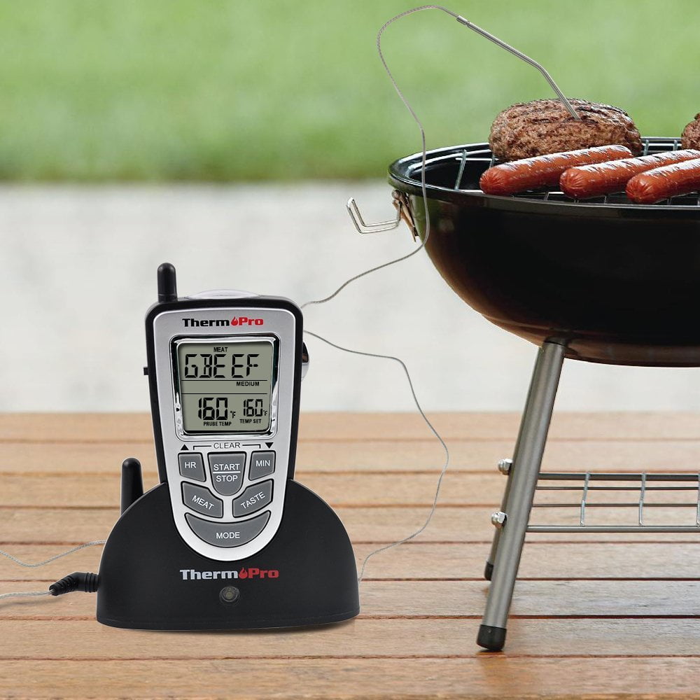 Wireless Remote Digital BBQ Grill Thermometer/Timer, 300 Feet