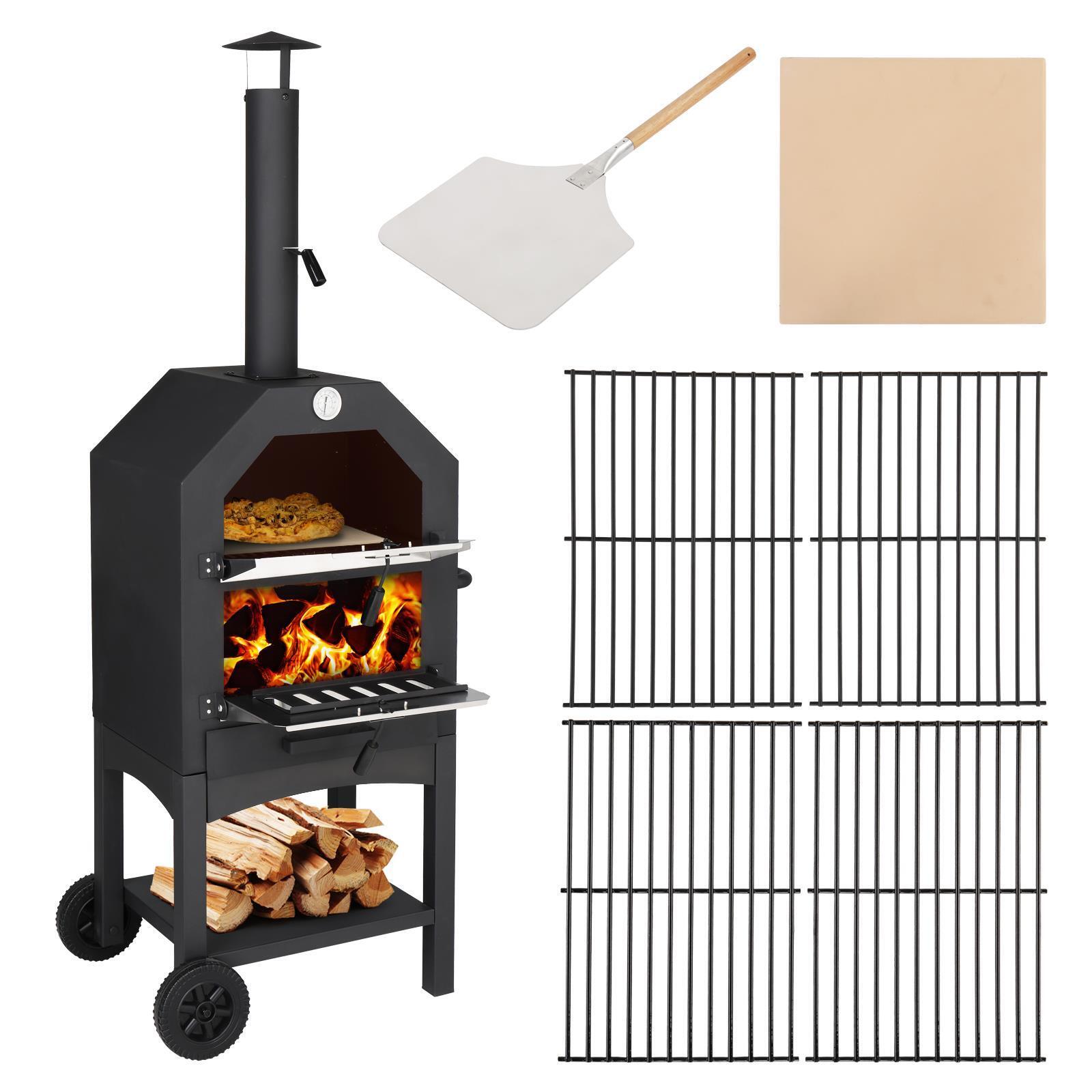 Wood Fired Pizza Oven with Wheels for Outdoors