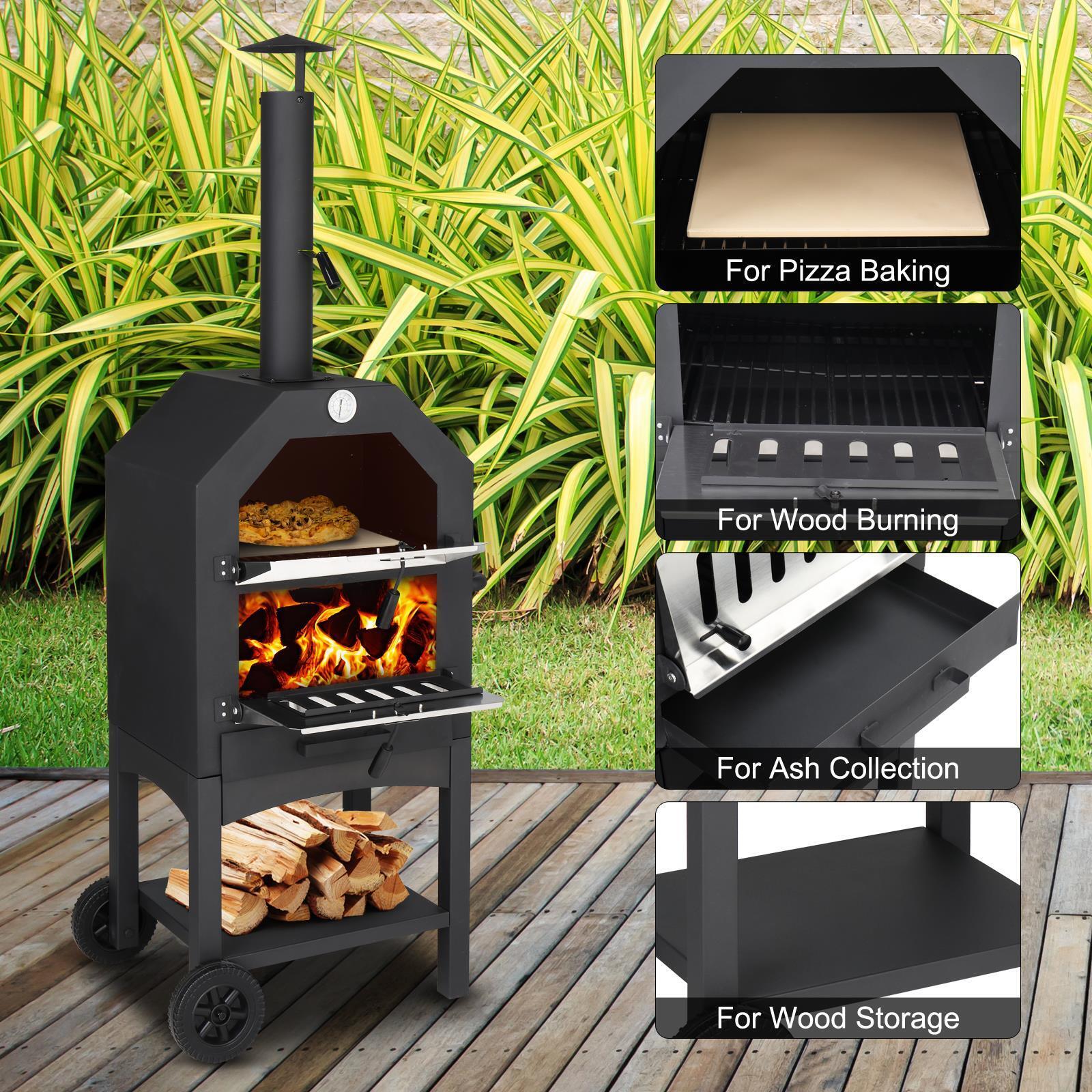 Wood Fired Pizza Oven with Wheels for Outdoors
