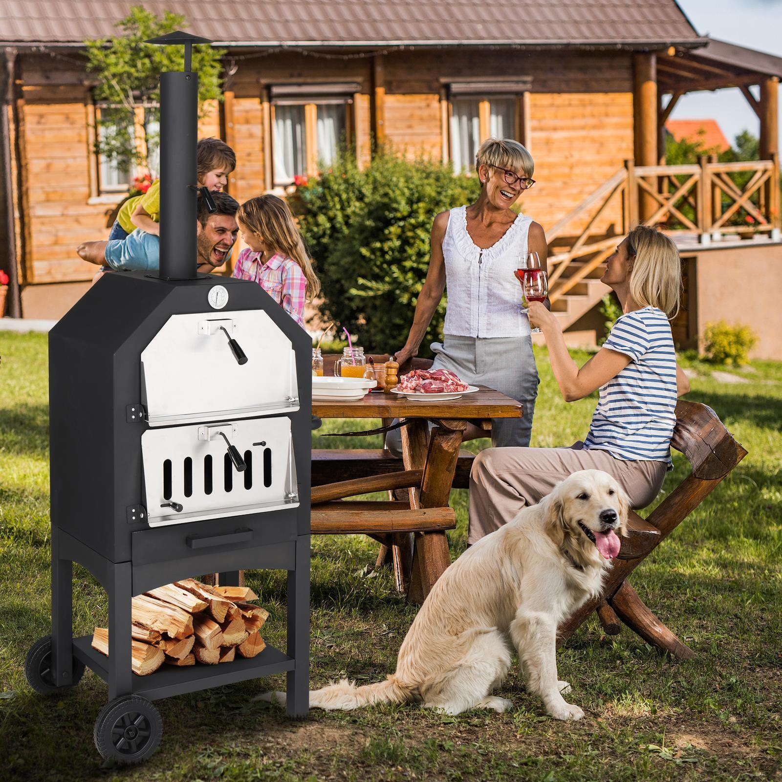 Wood Fired Pizza Oven with Wheels for Outdoors