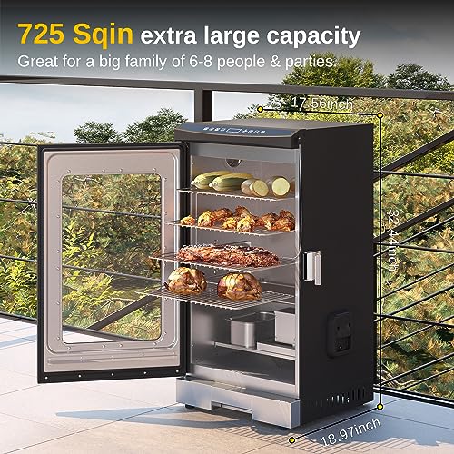30" Electric Smoker with Glass Door, 725 sq inches