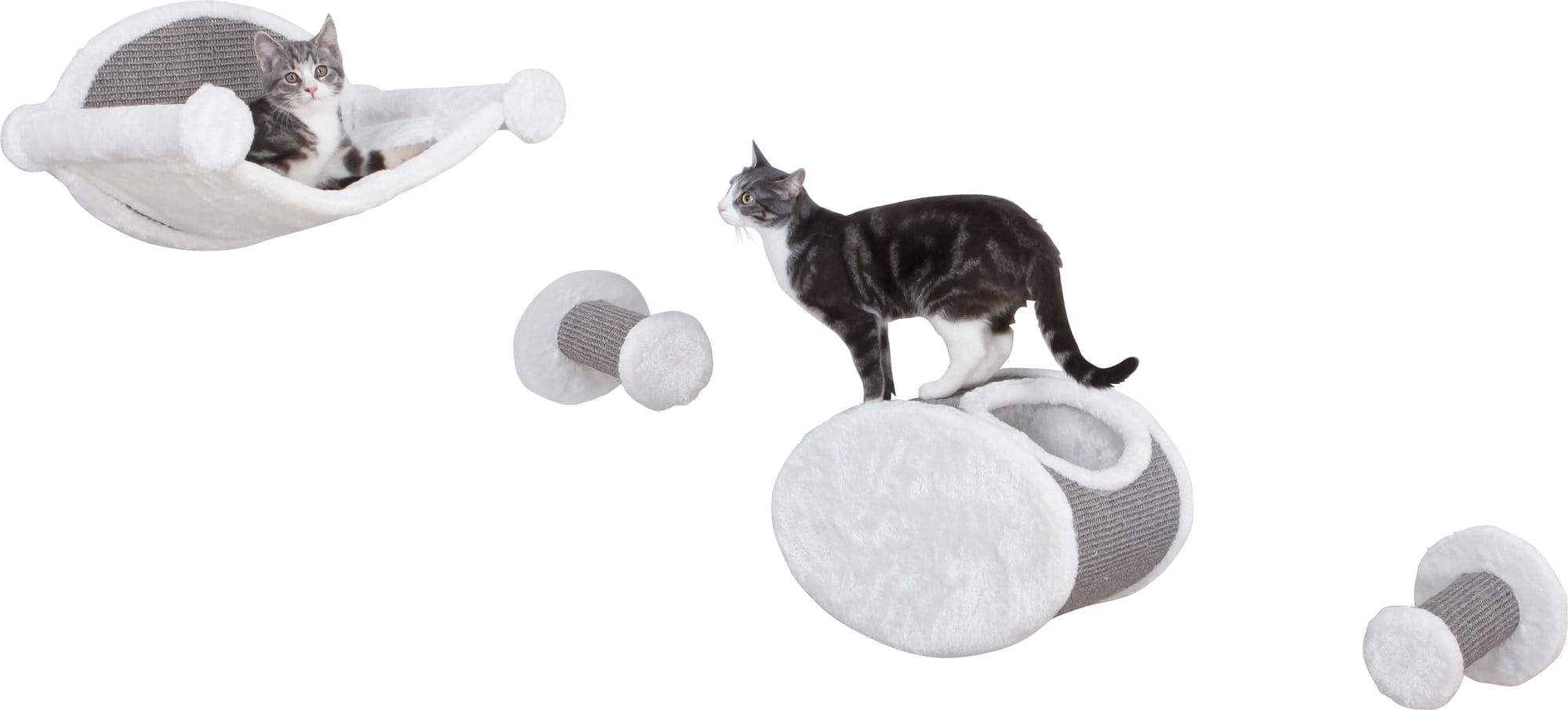 TRIXIE Gray-White Plush Cat Perch with Steps