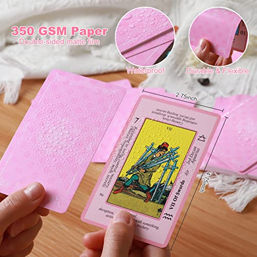 Beginner's Pink Tarot Cards Deck with Meanings and Guidebook