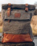 Vintage Waxed Canvas Rolltop Backpack for Travel
