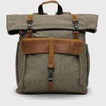 Vintage Green Canvas Rolltop Backpack for Travel