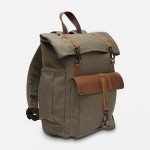 Vintage Green Canvas Rolltop Backpack for Travel