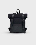 Classic Black Leather and Canvas Travel Backpack