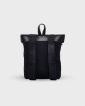 Classic Black Leather and Canvas Travel Backpack
