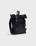 Classic Black Leather and Canvas Travel Backpack
