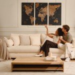 World Map Push Pin Travel Art with Pins