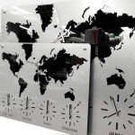 Silver World Map Timezone Wall Clock