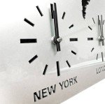 Silver World Map Timezone Wall Clock