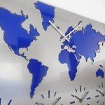 Silver World Map Timezone Wall Clock