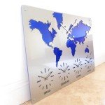 Silver World Map Timezone Wall Clock
