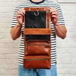 Personalized Leather Travel Wash Bag - Great Gift