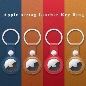 Leather Key Ring Case for Apple AirTag Tracker
