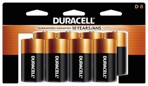 Duracell Coppertop D Batteries, 8-Pack Alkaline Power