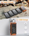 Power Bank Solar Charger 36800mAh with Dual Flashlights