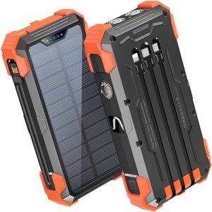 GOODaaa 42800mAh Solar Power Bank with Built-In Cables