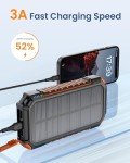 Hiluckey 27000mAh Solar Power Bank with 3 Cables