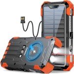 Solar Power Bank with LED Flashlight and Fast Charging
