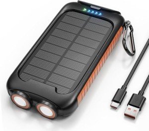Solar Power Bank 38800mAh with Dual Flashlight