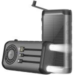 High-Capacity Solar Charger with Hand Crank for Outdoors
