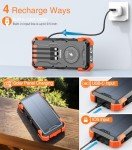 Solar Power Bank with LED Flashlight and Fast Charging