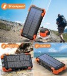 Solar Power Bank with LED Flashlight and Fast Charging