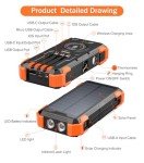 Solar Power Bank with LED Flashlight and Fast Charging