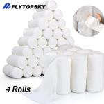 4 Rolls Breathable Stretchable Gauze Bandage Rolls