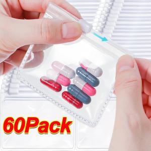 60 Reusable Waterproof Zipper Medicine Bags