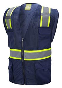 Navy Two-Tone Safety Vest with Multi-Pockets, Large