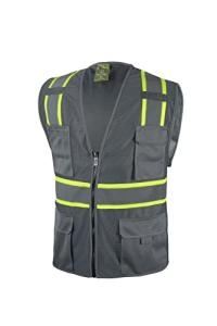 Grey Two-Tone Safety Vest with Multi-Pockets