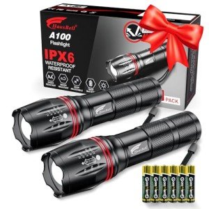 HAUSBELL Bright Zoomable LED Tactical Flashlight - 2 Pack
