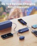 Slim 10000mAh Portable Charger with Built-In Cables