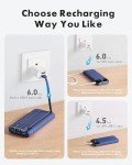 Slim 10000mAh Portable Charger with Built-In Cables