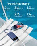 Slim 10000mAh Portable Charger with Built-In Cables
