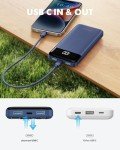 Slim 10000mAh Portable Charger with Built-In Cables