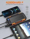Solar Power Bank with 42800mAh Battery and Flashlight