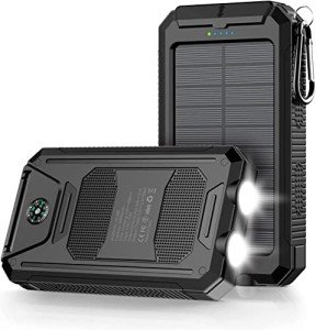 Solar Power Bank with Flashlight, 36800mAh Capacity