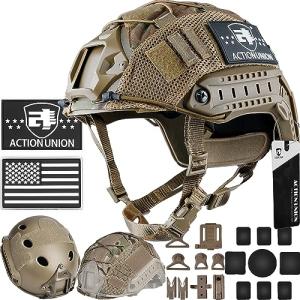ACTIONUNION Airsoft Helmet Basic Set PJ Type Tactical Paintball Helmet (Medium, Tan)