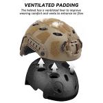 AOUTACC Lightweight Tactical Fast Helmet, Integrated Airsoft Helmet with NVG Mount Base, Upgrade Side Rails,Pre-Slotted Headset Strap and Other Helmet Accessories for Outdoor Sports-Tan