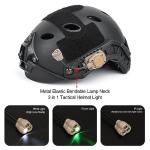 NECARL Tactical Helmet Light Military with IR + Green +White LED Task Lamp, Survival Signal Light with 4 Mount Accessories for Fast Mich Helmet Molle System 20mm Picatinny Rail (3GR-DE)