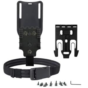 VCQIEO QLS Quick Locking System Kits with 2" Mid/Low Ride Belt Loop Adapter, Drop Leg Holster Platform, Qls Fork and Duty Receiver Plate 19 22 & Elastic Leg Strap, Black