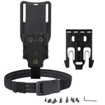 VCQIEO QLS Quick Locking System Kits with 2" Mid/Low Ride Belt Loop Adapter, Drop Leg Holster Platform, Qls Fork and Duty Receiver Plate 19 22 & Elastic Leg Strap, Black