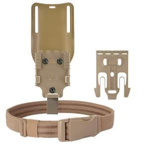 WGLILO QLS Quick Locking System Kit with 2" Mid/Low Ride Belt Loop Adapter, Drop Leg Holster Platform, QLS Fork and Duty Receiver Plate 22 19 & Elastic Leg Strap, Tan