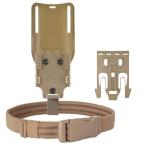 WGLILO QLS Quick Locking System Kit with 2" Mid/Low Ride Belt Loop Adapter, Drop Leg Holster Platform, QLS Fork and Duty Receiver Plate 22 19 & Elastic Leg Strap, Tan